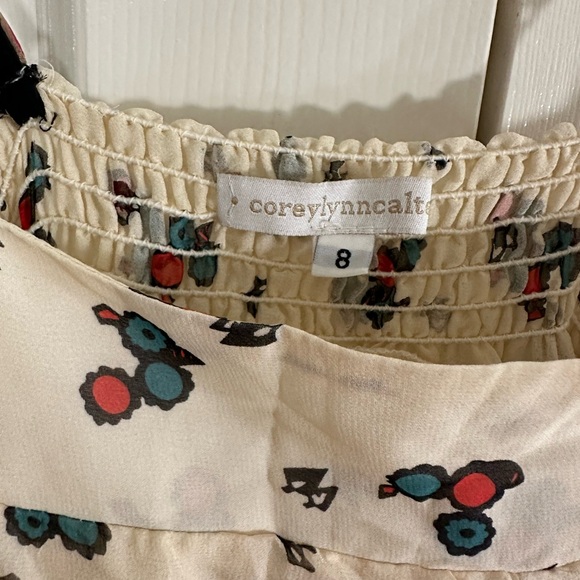 MWOT 100% silk Corey Lynn Calter Cream and Red Patterned Dress top | Balletcore - Picture 4 of 7